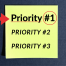 First priority written on a sticky note, indicating knowing God comes first.